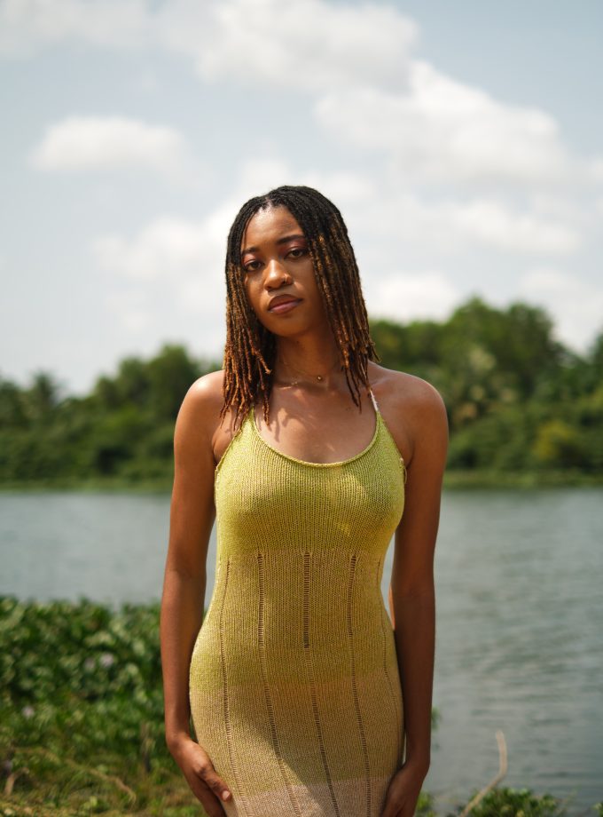 Marsha tie-neck sparkle maxi dress