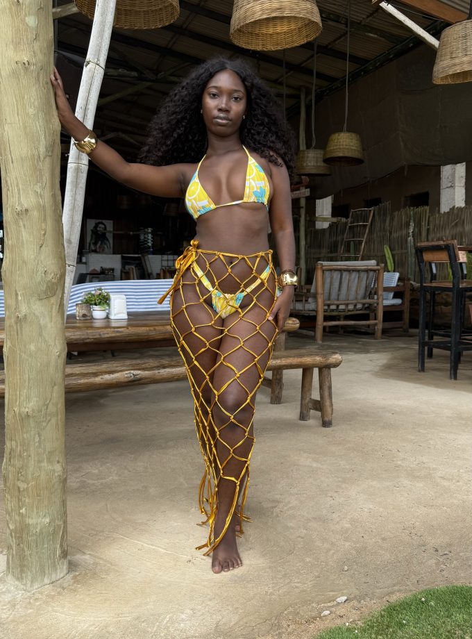 Handmade web link macrame cover skirt