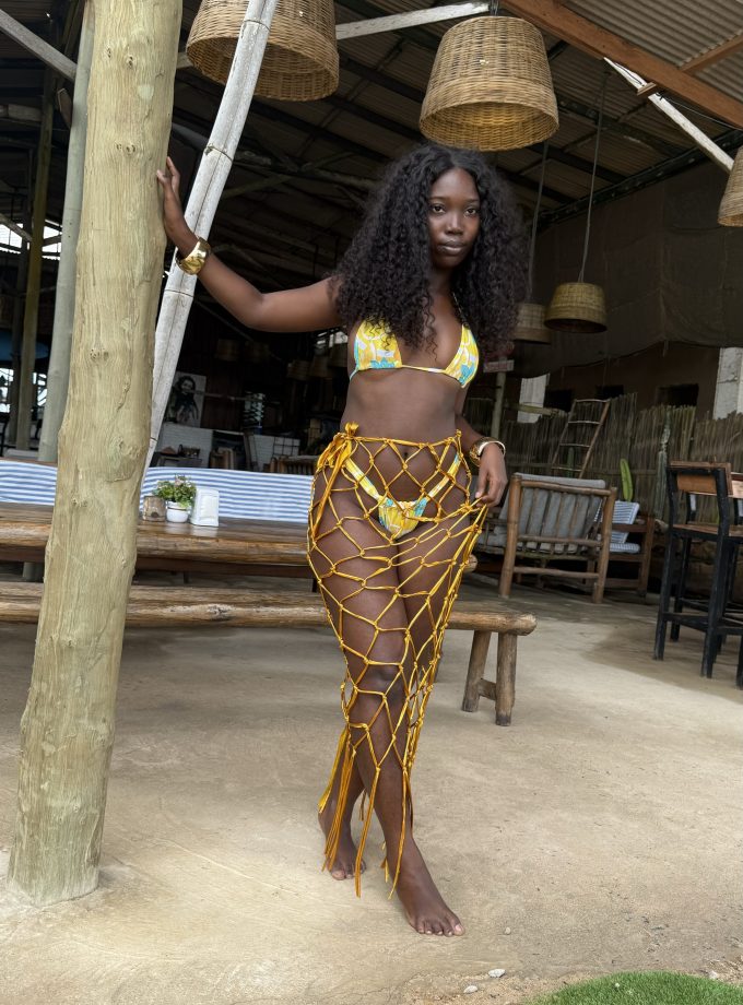 Handmade web link macrame cover skirt