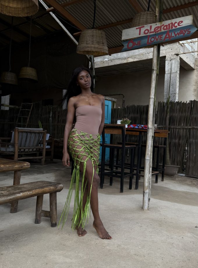 Handmade web link macrame cover skirt
